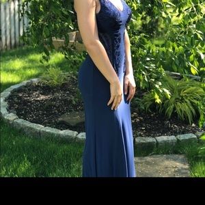 Navy blue clarisse prom dress